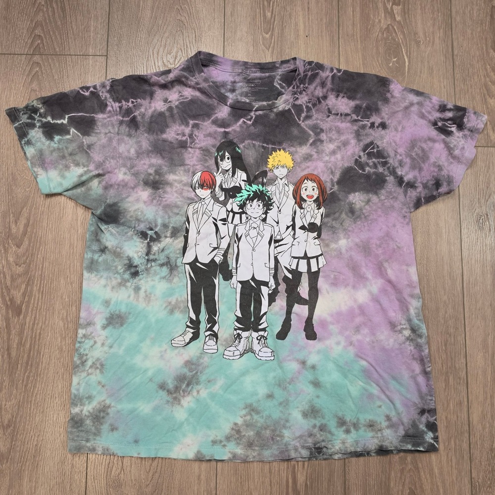 My Hero Academia Tie Dye Shirt XL Mens Anime Graphic Tee Deku Bakugo Funimation